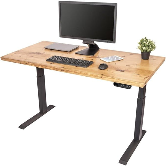 Stand Up Desk Store Reclaimed Wood Electric Adjustable Height Standing Desk with Programmable Memory (Charcoal Frame/Natural Fir Top, 60" Wide)