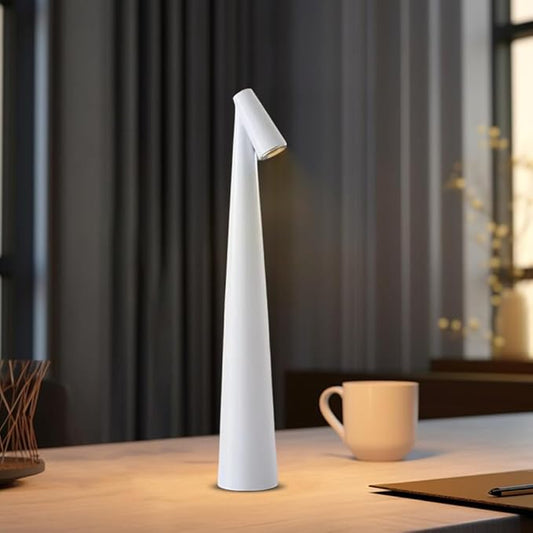 Portable LED Table Lamp With Touch Sensor, 3-Levels Brightness Metal Desk Light, 3 Color Touch Control Rechargeable Night Light for Bedside and Dining Room (White)