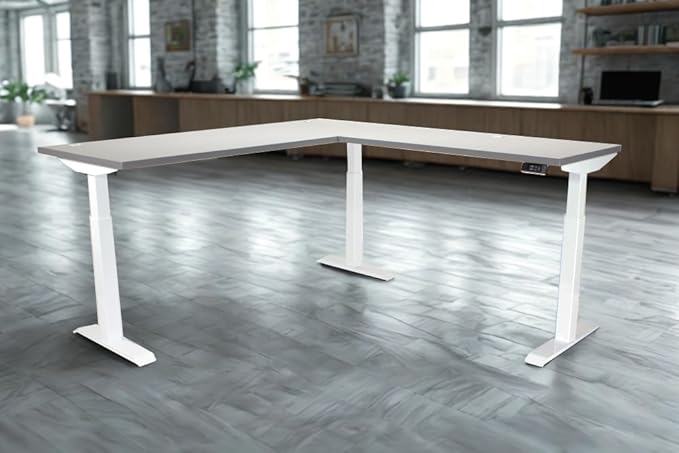 Lift It, Electric Sit Stand Height Adjustable 72"x30" I 48"x24" L-Shape Office Desk for Office or Home, Dual Motor and 4 Memory Digital Control with USB Charging, Charcoal Pattern Top, Black Frame