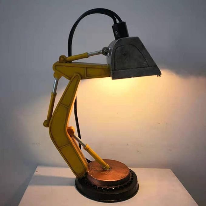 TOPINCN Industrial Design Excavator Desk Lamp, Digger LED Night Light Bedside Desk Lamp for Home Bedroom Decoration Unique Light