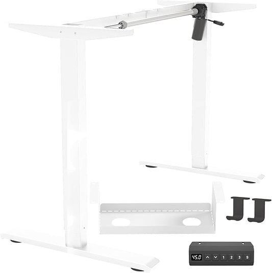 Standing Desk Frame Electric Adjustable Legs, Stand up Desk Frame Workstation Desk Base, Adjustable Standing Desk Legs, 3 Memory Height Settings, with Cable Management Tray, Headphone Hook