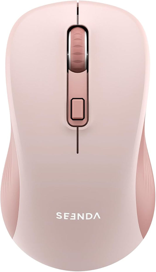 seenda Wireless Mouse, Bluetooth & 2.4G USB Dual Mode for Laptops & Computers - Mac & Windows Compatible - Pink