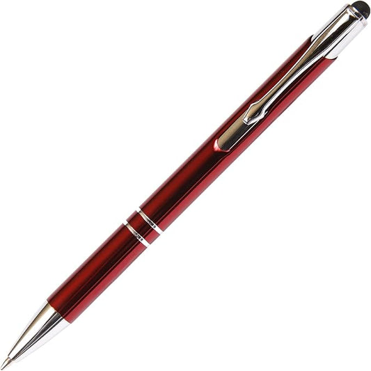 Red JJ Ballpoint Pen with Stylus - Black Ink Refill, Medium Tip Point