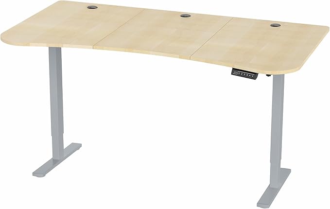 VIVO Electric 63 x 32 in Standing Desk, Memory Height Adjustment, 1B Series, Light Wood Top Gray Frame, DESK-KIT-1G1C