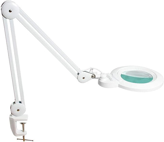 Neatfi XL Bifocals 1,200 Lumens LED Magnifying Lamp with Clamp, 3 Light Modes, Correlated Color Temperature Control (3000K-4500K-6000K), 12W, 120 Pcs SMD LED (White, 6 Inch Lens)