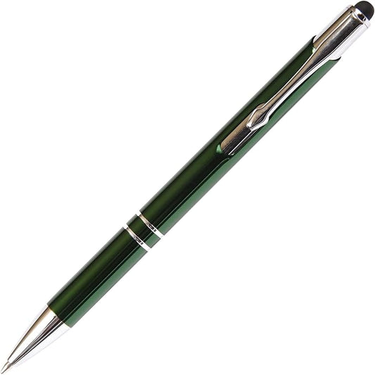 Green JJ Ballpoint Pen with Stylus - Black Ink Refill, Medium Tip Point