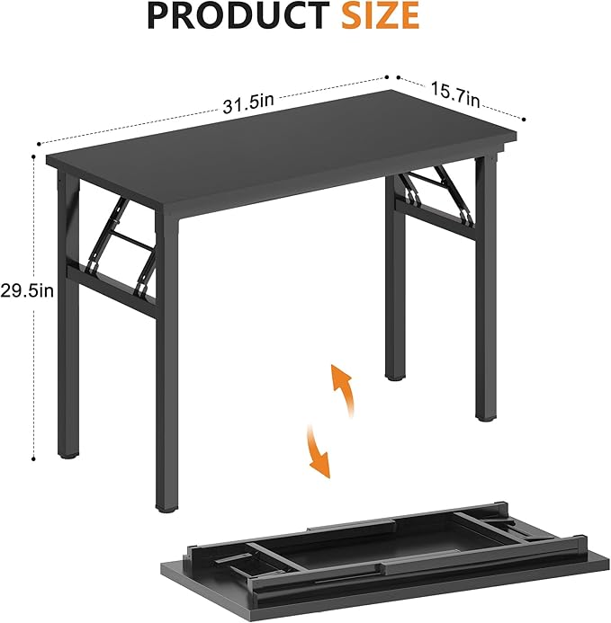 SDHYL 31.5inchesNo Assembly Foldable Computer Desk for Home Office Workstation, Study and Writing, Black