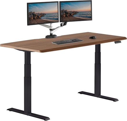 Vari ComfortEdge 72x30 Inch Adjustable Electric Standing Desk – Sit Stand VariDesk with Memory Presets, Sloped Edge, 180 LB Capacity + Tool-Free Assembly (Walnut/Black)