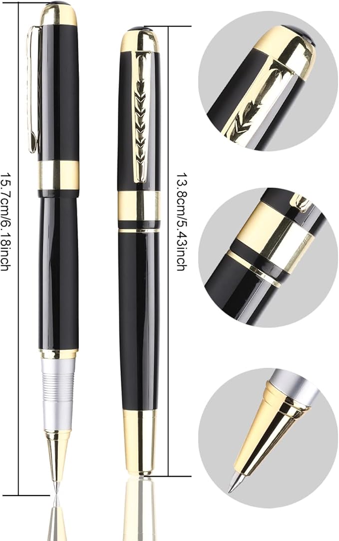 YIVONKA Ballpoint Pen Luxury Ballpoint Line Black Refill width 0.5mm Gift Set for Men & Women Professional Executive,Office,Nice BallPens Classy Gift Box (Black)