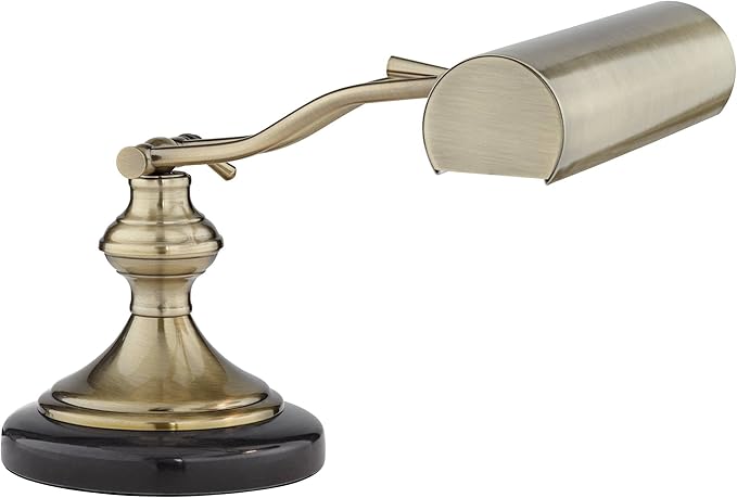 Regency Hill Traditional Piano Banker Desk Lamp 12" High Antique Brass Gold Metal Shade Adjustable Arm Decor for Living Room Bedroom House Bedside Nightstand Home Office Reading Family