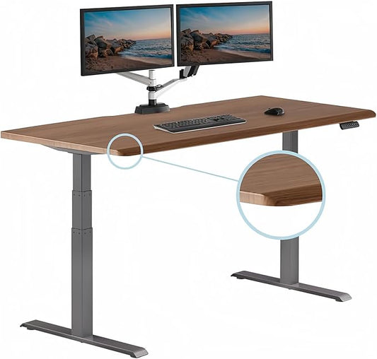 Vari ComfortEdge 72x30 Inch Electric Standing Desk – Height Adjustable Large Office Sit Stand VariDesk with Sloped Edge, Memory Presets, 180 LB Capacity + Tool-Free Assembly (Walnut)
