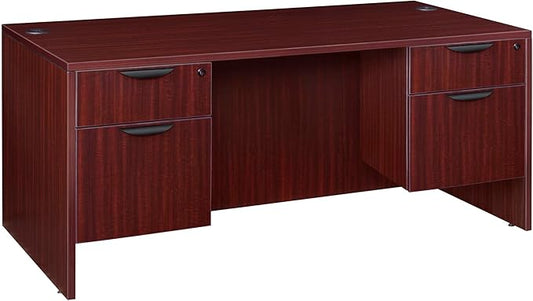 Regency Legacy 71 x 35 Inch Office Desk with Double Pedestal Drawer, Durable Mahogany Laminate, Scratch-Resistant Surface, Spacious Workspace for Home, Professional, and Executive Offices