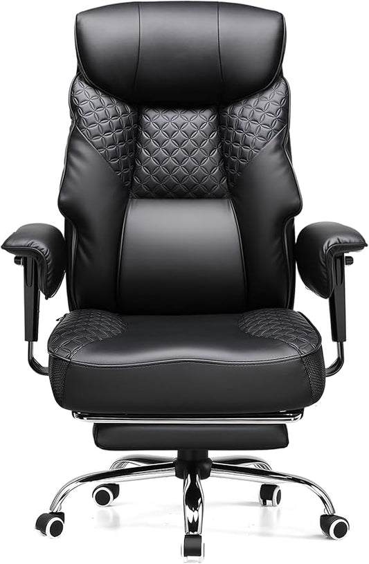 GTRACING Big and Tall Office Chair 400LBS Wide Ergonomic Gaming Chair with Deluxe Embossing Designed Leather with Foot Rest,150°Reclining Adjustable Soft Armrests Pocket Spring Back Support and Pillow
