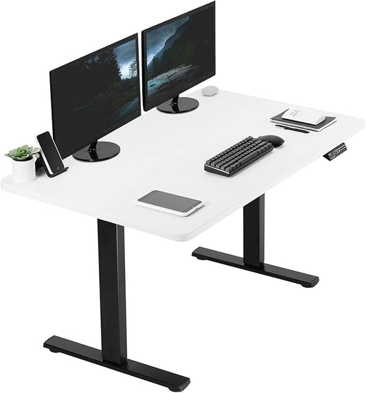 VIVO Electric 43 x 24 in Standing Desk, Memory Height Adjustment, 1B Series, One-Piece White Top, Black Frame, DESK-KIT-1B4W