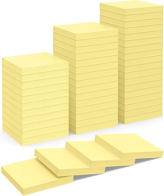 Sticky Notes 3x3 in 3600 Sheets 48 Pads Yellow Self-Stick Memo Pads Clean Removal Durable Adhesive for Office School Home 75 Sheets/pad