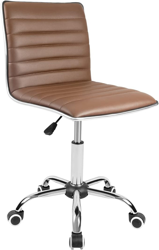 JUMMICO Office Chair Mid Back Task Chair Adjustable Home Computer Executive Desk Chair with 360° Swivel (Brown)