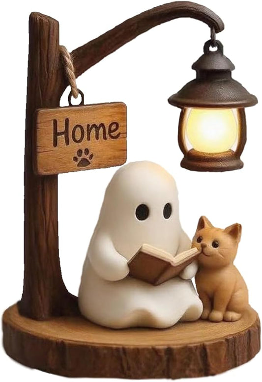 New 3D Resin Cat Ghost Reading Light Bo,Halloween Decoration Room Decoration, Suitable for Family,School, Party Gifts
