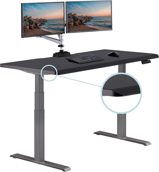 Vari ComfortEdge 60x30 Inch Adjustable Electric Standing Desk – Sit Stand VariDesk with Memory Presets, Sloped Edge, 200 LB Capacity + Tool-Free Assembly (Black)