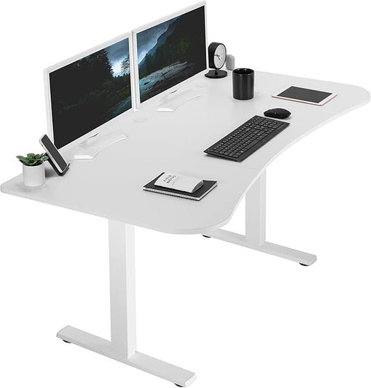VIVO Electric 63 x 32 in Standing Desk, Memory Height Adjustment, 1B Series, White Top White Frame, DESK-KIT-1W1W