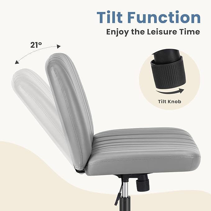 DUMOS Criss Cross Chair Legged Office Wide Comfy Desk Seat, No Wheels Armless Computer Task Seating, Swivel Vanity Home Height Adjustable