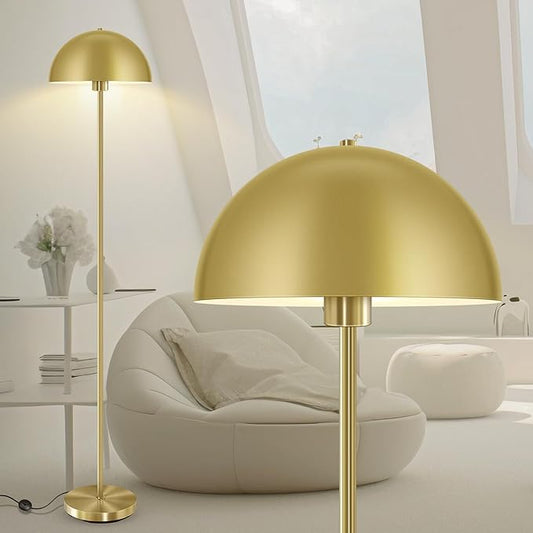 Gold Floor Lamp, 65.6in Floor Lamps for Living Room with Mushroom Dome Shade, Industrial Metal Standing Lamp, Mid Century Modern Floor Lamp for Bedroom/Office, E26 Socket, No Bulb