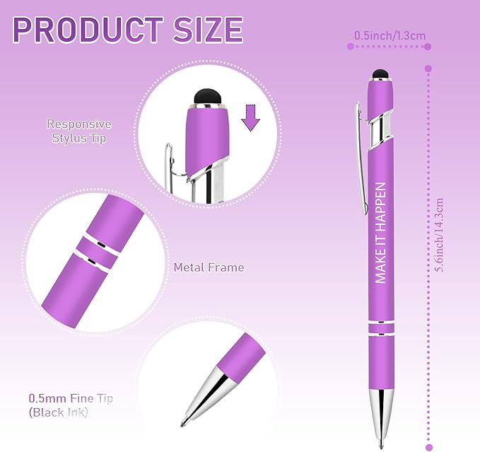 100 Pcs Inspirational Pens Bulk - Motivational Ink Ballpoint Pen with Quotes Stylus Tip Nurse Gifts for School Coworkers Office Supplies Black Ink