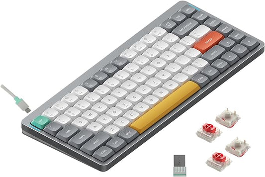 nuphy Air75 V2 Portable 75% Mechanical Keyboard,Wireless Keyboard,Supports Bluetooth/2.4G/USB-C RGB Gaming Keyboards,Compatible with Windows/Mac OS/Linux Systems Grey-Gateron Red Switch