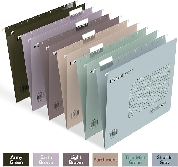 MerryNine 36pcs Hanging File Folders Letter Size, Paper Filing Cabinet Folders Organizer with 1/5-Cut Tabs and Inserts, Suspension File Organizers for Office School Home Hospital, Assorted Colors