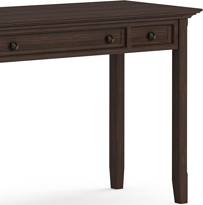 SIMPLIHOME Amherst SOLID WOOD Transitional 54 Inch Wide Desk in Farmhouse Brown, For the Office Desk, Writing Table, Workstation and Study Table