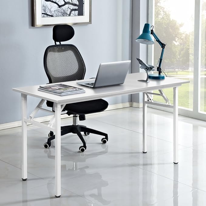 sogesfurniture Computer Desk Office Desk 47 inches Folding Table Laptop Desk Computer Table Workstation with BIFMA Certification No Assembly Required,White BHUS-AC5DW-120