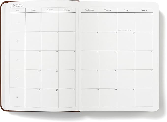 Wykeham's Executive 2026 Daily Journal Planner – US Public Holidays & Format – Customization Available (Brown, 6"×4.5")
