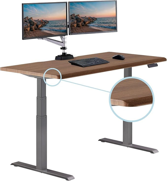 Vari ComfortEdge 60x30 Inch Adjustable Electric Standing Desk – Sit Stand VariDesk with Memory Presets, Sloped Edge, 200 LB Capacity + Tool-Free Assembly (Walnut)