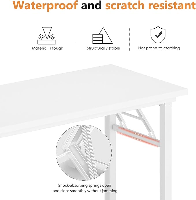 sogesfurniture Computer Desk Office Desk 39.4 inches Folding Table Laptop Desk Computer Table Workstation No Assembly Required,White BHUS-AC5DW-100-N