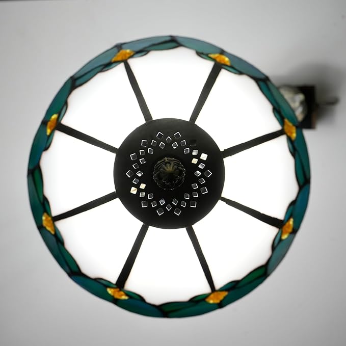 White Tiffany Lamp Small Bedside Dector Light Vintage Stained Glass Table Lamp Living Room Night Lamp Farmhouse Cute Blue Green Butterfly Wings Style Bedroom Nightstand Desk Lamps 8 Inch Mini Gift