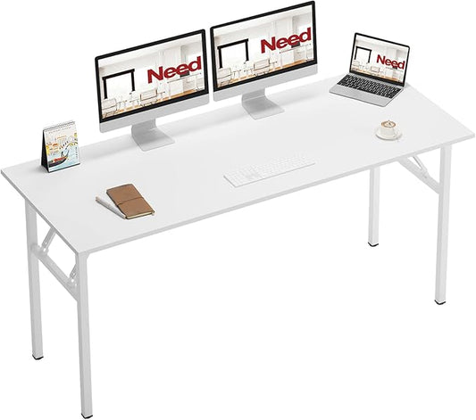 Need Home Office Desk - 62 Inches Large Computer Desk Sturdy Black Table Foldable Desk Gaming Computer Table No Assembly Required AC5DW(157.5 * 60)