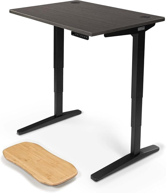 UPLIFTDESK V2 2-Leg Ash Gray Laminate Wood Standing Desk – Adjustable Height, Advanced 1-Touch Memory Keypad, Under Desk Cable Management, Wire Grommets & Rocker Board (Black-Frame, 42 x 30 inch)