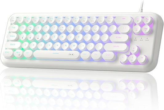 MageGee Typewriter Style 60 Percent Keyboard, Life Waterproof Gaming Keyboard with RGB Backlit Small Compact Portable 60% Keyboards (Milky White)