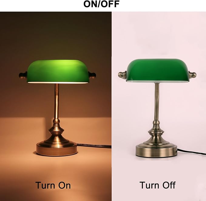 Mini Glass Bankers Lamp, Desk Lamp, Classic Retro Bronze Finish G9 Base, Plug in Vintage Table lamp, Reading Modern for Home Office,Piano Banker Mini Desk Table Lamp,Library(Without Bulb)