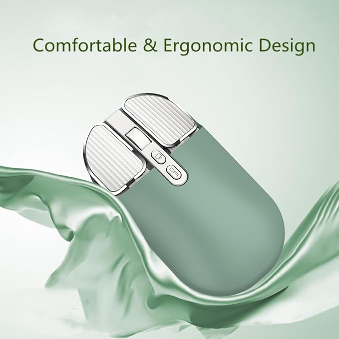 YOCUNKER Wireless Mouse, 2.4G Rechargeable Silent Slim Computer Mouse with USB Receiver 3 DPI, Back to Desktop Button Cordless Mice for PC Laptop Computer Desktop Windows Mac OS Office (Green)