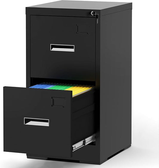 2-Drawer Locking Vertical File Cabinet, Metal Storage Cabinet for Office/Home – Secure Vertical Filing for Letter/Legal/A4/F4 Documents, Easy to Assemble Steel Cabinet