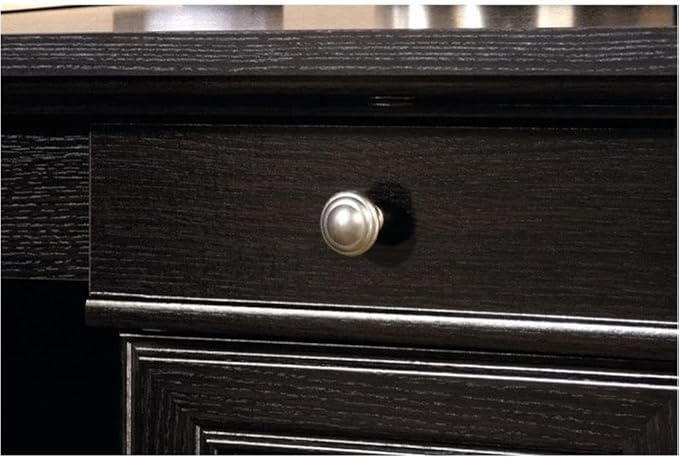 Pemberly Row Contemporary Engineered Wood L-Shaped Computer Desk with 3 Drawers, Flip-Down Panel, Grommet Holes, for Office Space, in Wind Oak Finish