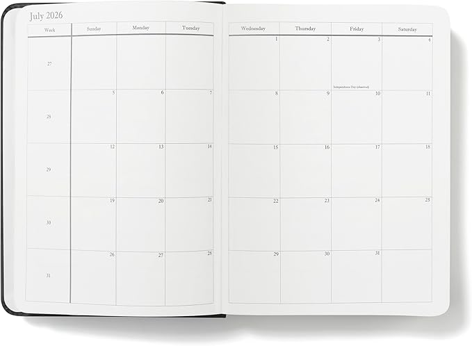 Wykeham's Executive 2026 Daily Journal Planner – US Public Holidays & Format – Customization Available (Black, 6"×4.5")