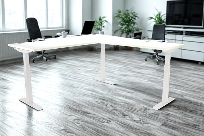 Lift It, Electric Sit Stand Height Adjustable 72"x30" I 48"x24" L Shape Office Desk for Office or Home, Dual Motor, 4 Memory Digital Control with USB Charging, White Top and Frame