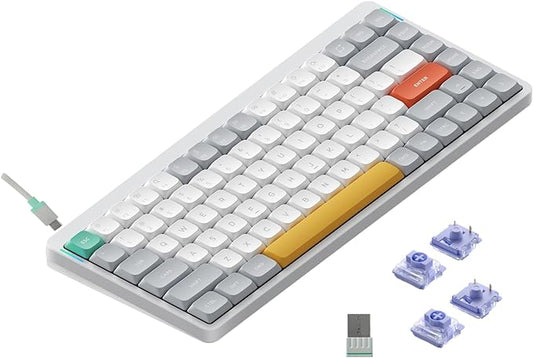 nuphy Air75 V2 Portable 75% Mechanical Keyboard, Wireless Keyboard,Supports Bluetooth/2.4G/USB-C RGB Bluetooth Keyboards,Compatible with Windows/Mac OS/Linux Systems White-Gateron Wisteria Switch