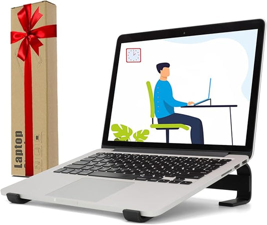 Laptop Stand for Desk, Ergonomic Aluminum Laptop Riser, Sturdy MacBook Stand, Computer Stand Compatible with 12 13.3 14.2 15.3 16.2 Inch MacBook Pro Air/Dell/HP (Black)