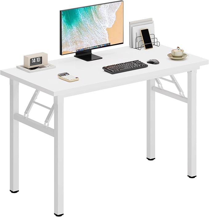 sogesfurniture Computer Desk Office Desk 39.4 inches Folding Table Laptop Desk Computer Table Workstation No Assembly Required,White BHUS-AC5DW-100-N
