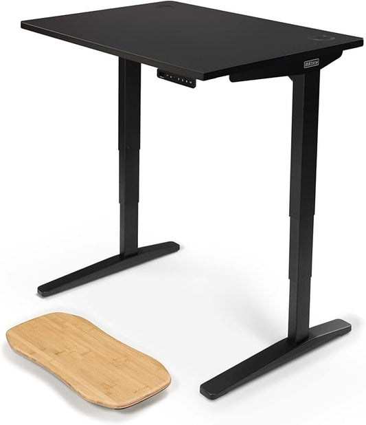 UPLIFTDESK V2 2-Leg Black Laminate Wood Standing Desk – Adjustable Height, Advanced 1-Touch Memory Keypad, Under Desk Cable Management, Wire Grommets & Rocker Board (Black C-Frame, 42 x 30 inch)