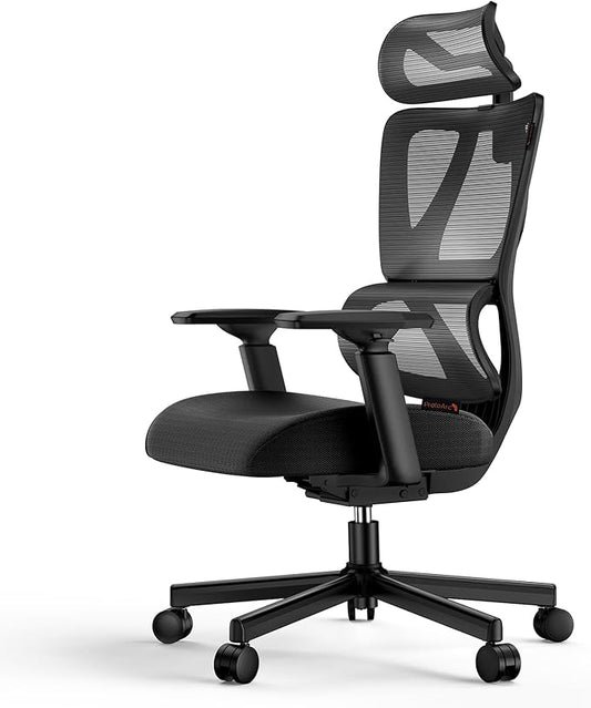 ProtoArc Ergonomic Office Chair for Home Office, High Back Desk Chair with Thick Spring Cushion, Adjustable Headrest, Armrests, Big and Tall Mesh Computer Chairs for Long Hours Sitting, EC100 - Black
