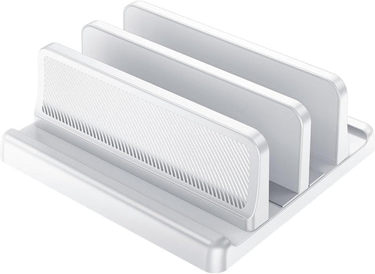 4 in 1 Vertical Laptop Stand Holder,Adjustable ABS Plastic Desktop Management Notebook Dock,Vertical Laptop Stand Space-Saving for All MacBook/Surface/Samsung/HP/Dell/Chrome Book(White)
