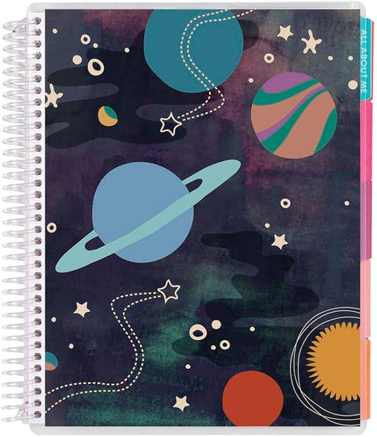Erin Condren 7x9 Kid's Activity Book - Planetary Pop Classic Interchangeable Cover With Kid-Friendly Plastic Coil. Playtime, Activity Book and Coloring Book